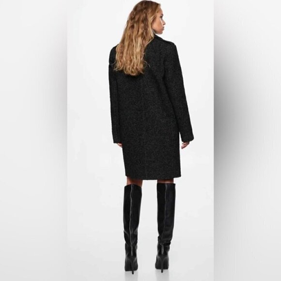 🩷 Mango- Women’s Wrap Coat with Lapels - Charcoal/Black. Size: XXS. NWT - Picture 15 of 16